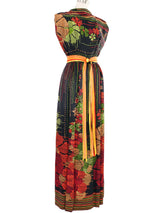 Pauline Trigere Printed Satin Gown Dress arcadeshops.com