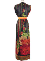 Pauline Trigere Printed Satin Gown Dress arcadeshops.com