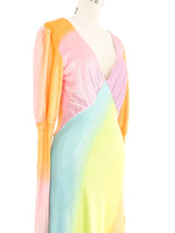 1970s Rainbow Velvet Maxi Dress Dress arcadeshops.com