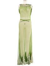 1930s Embellished Green Tulle Gown Dress arcadeshops.com