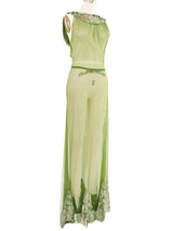 1930s Embellished Green Tulle Gown Dress arcadeshops.com