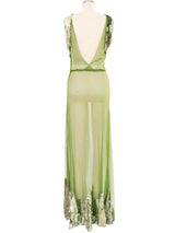 1930s Embellished Green Tulle Gown Dress arcadeshops.com