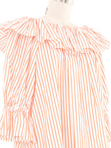 Yves Saint Laurent Off The Shoulder Orange Stripe Top Top arcadeshops.com