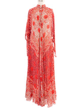 Red Indian Block Printed Metallic Caftan Dress arcadeshops.com