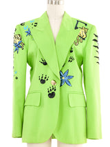 Escada Embroidered Lime Green Jacket Jacket arcadeshops.com