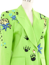 Escada Embroidered Lime Green Jacket Jacket arcadeshops.com