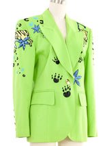 Escada Embroidered Lime Green Jacket Jacket arcadeshops.com
