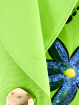 Escada Embroidered Lime Green Jacket Jacket arcadeshops.com