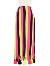 Neon Striped Pom Pom Trimmed Skirt Ensemble Suit arcadeshops.com