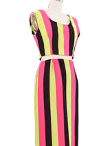 Neon Striped Pom Pom Trimmed Skirt Ensemble Suit arcadeshops.com