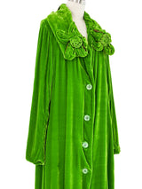 Voyage Green Velvet Rosette Cloak Jacket arcadeshops.com