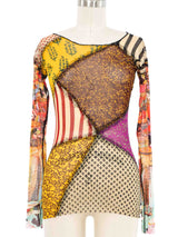 Jean Paul Gaultier Patchwork Mesh Tee Top arcadeshops.com