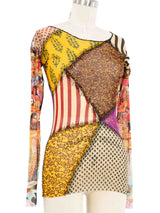 Jean Paul Gaultier Patchwork Mesh Tee Top arcadeshops.com