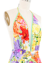 1980s Leonard Plunge Neck Printed Bathing Suit Suit arcadeshops.com