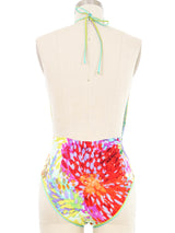 1980s Leonard Plunge Neck Printed Bathing Suit Suit arcadeshops.com