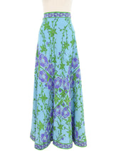 1960s Emilio Pucci Printed Turquoise Maxi Skirt Bottom arcadeshops.com