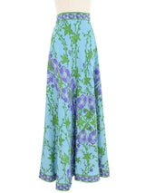 1960s Emilio Pucci Printed Turquoise Maxi Skirt Bottom arcadeshops.com
