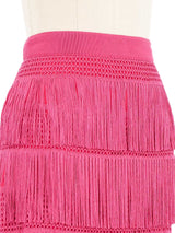 Alberta Feretti Pink Fringed Mini Skirt Bottom arcadeshops.com