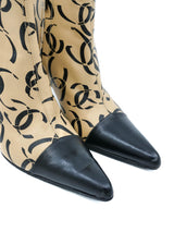 2000 Chanel Monogram Heeled Ankle Boots, 37.5 Accessory arcadeshops.com