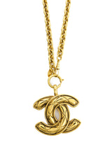 Chanel Quilted Logo Pendant Necklace Accessory arcadeshops.com