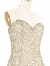 Eavis & Brown Beaded Ivory Bustier Top Top arcadeshops.com