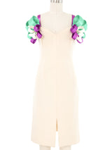 Roberto Capucci Ribbon Shoulder Ivory Mini Dress Dress arcadeshops.com