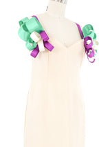 Roberto Capucci Ribbon Shoulder Ivory Mini Dress Dress arcadeshops.com