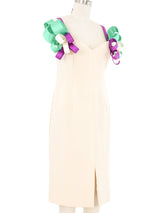 Roberto Capucci Ribbon Shoulder Ivory Mini Dress Dress arcadeshops.com