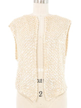 Beaded Ivory Knit Vest Jacket arcadeshops.com