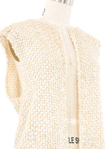 Beaded Ivory Knit Vest Jacket arcadeshops.com