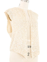 Beaded Ivory Knit Vest Jacket arcadeshops.com