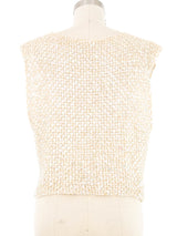 Beaded Ivory Knit Vest Jacket arcadeshops.com