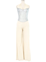1980s Thierry Mugler Metallic Bustier Halter Jumpsuit Jumpsuit arcadeshops.com