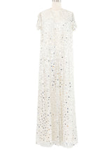 White Bead And Sequin Embellished Cap Sleeve Maxi Dress Dress arcadeshops.com