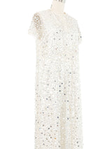 White Bead And Sequin Embellished Cap Sleeve Maxi Dress Dress arcadeshops.com