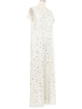 White Bead And Sequin Embellished Cap Sleeve Maxi Dress Dress arcadeshops.com