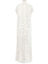 White Bead And Sequin Embellished Cap Sleeve Maxi Dress Dress arcadeshops.com