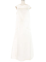 1999 Yeohlee Ivory Satin Wide Neck Barrel Gown Dress arcadeshops.com