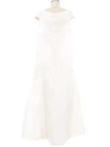 1999 Yeohlee Ivory Satin Wide Neck Barrel Gown Dress arcadeshops.com