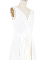 2006 Prada White Cotton Pleated Surplice Midi Dress Dress arcadeshops.com
