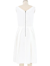 2006 Prada White Cotton Pleated Surplice Midi Dress Dress arcadeshops.com