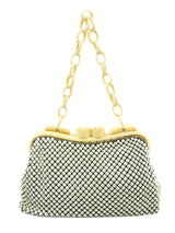 1940s Whiting and Davis White Metal Mesh Celluloid Frame Handbag Accessory arcadeshops.com