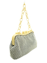 1940s Whiting and Davis White Metal Mesh Celluloid Frame Handbag Accessory arcadeshops.com