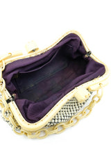 1940s Whiting and Davis White Metal Mesh Celluloid Frame Handbag Accessory arcadeshops.com