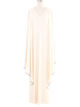 1998 Yeohlee Ivory Grecian Trim Angel Sleeve Gown Dress arcadeshops.com