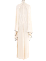 1998 Yeohlee Ivory Grecian Trim Angel Sleeve Gown Dress arcadeshops.com