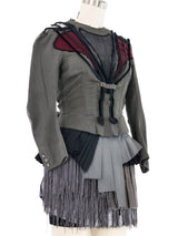 2001 Balenciaga Velvet Trim Fringe Assemblage Ensemble Suit arcadeshops.com