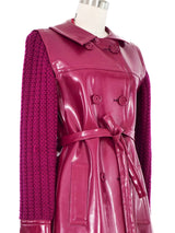 1966 Yves Saint Laurent Magenta Vinyl Crochet Sleeve Coat Outerwear arcadeshops.com