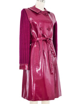 1966 Yves Saint Laurent Magenta Vinyl Crochet Sleeve Coat Outerwear arcadeshops.com