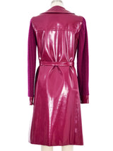 1966 Yves Saint Laurent Magenta Vinyl Crochet Sleeve Coat Outerwear arcadeshops.com